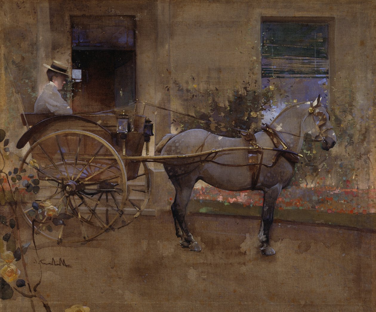 El carro de la institutriz (gouache sobre lino) de Joseph Crawhall