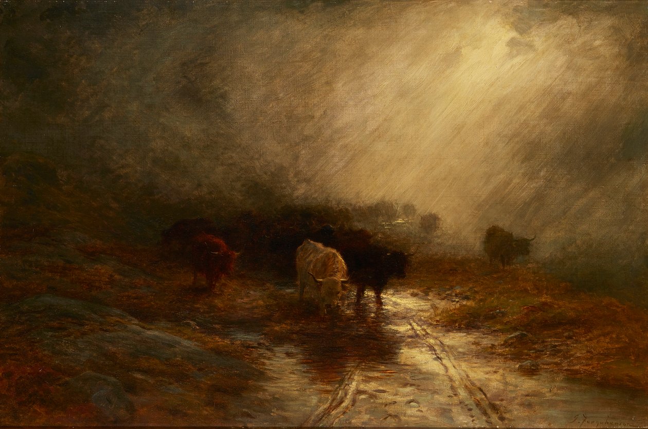 Ganado en la niebla de Joseph Farquharson