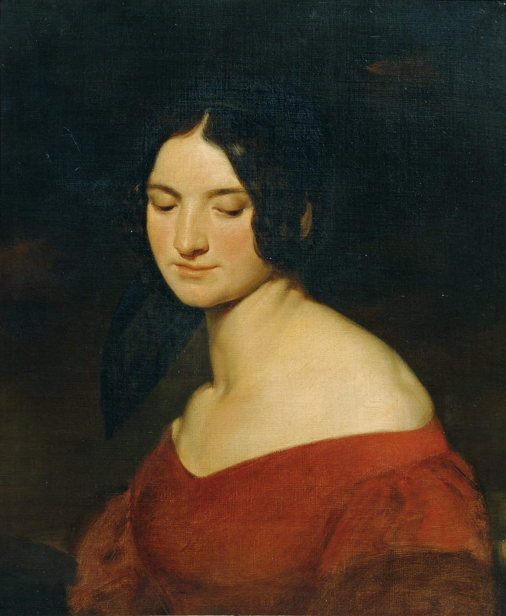 Señora en vestido rojo indio de Joseph Hasslwander
