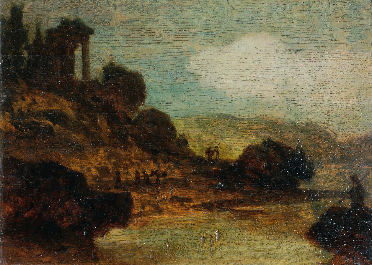paisaje con ruinas de Joseph Hasslwander