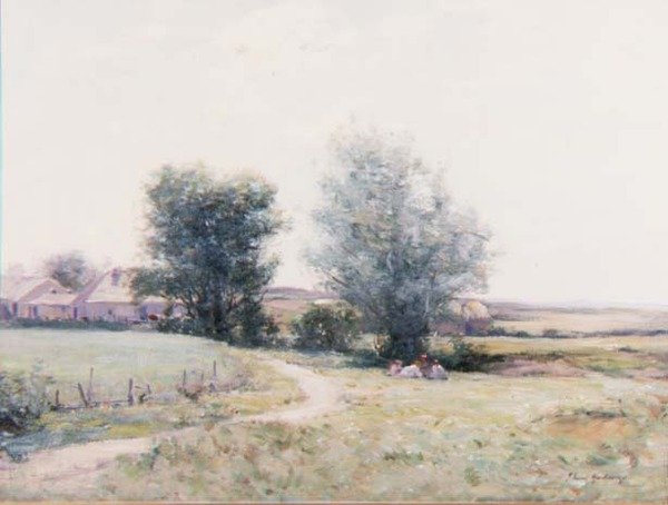 Niños haciendo picnic en un campo de Joseph Henderson