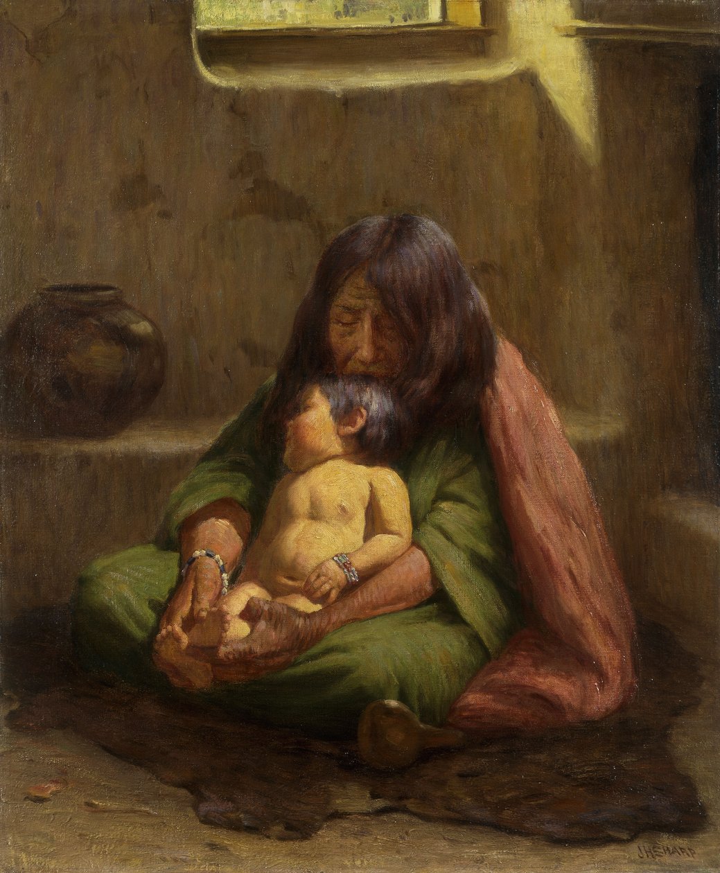 Madre y bebé indios de Joseph Henry Sharp