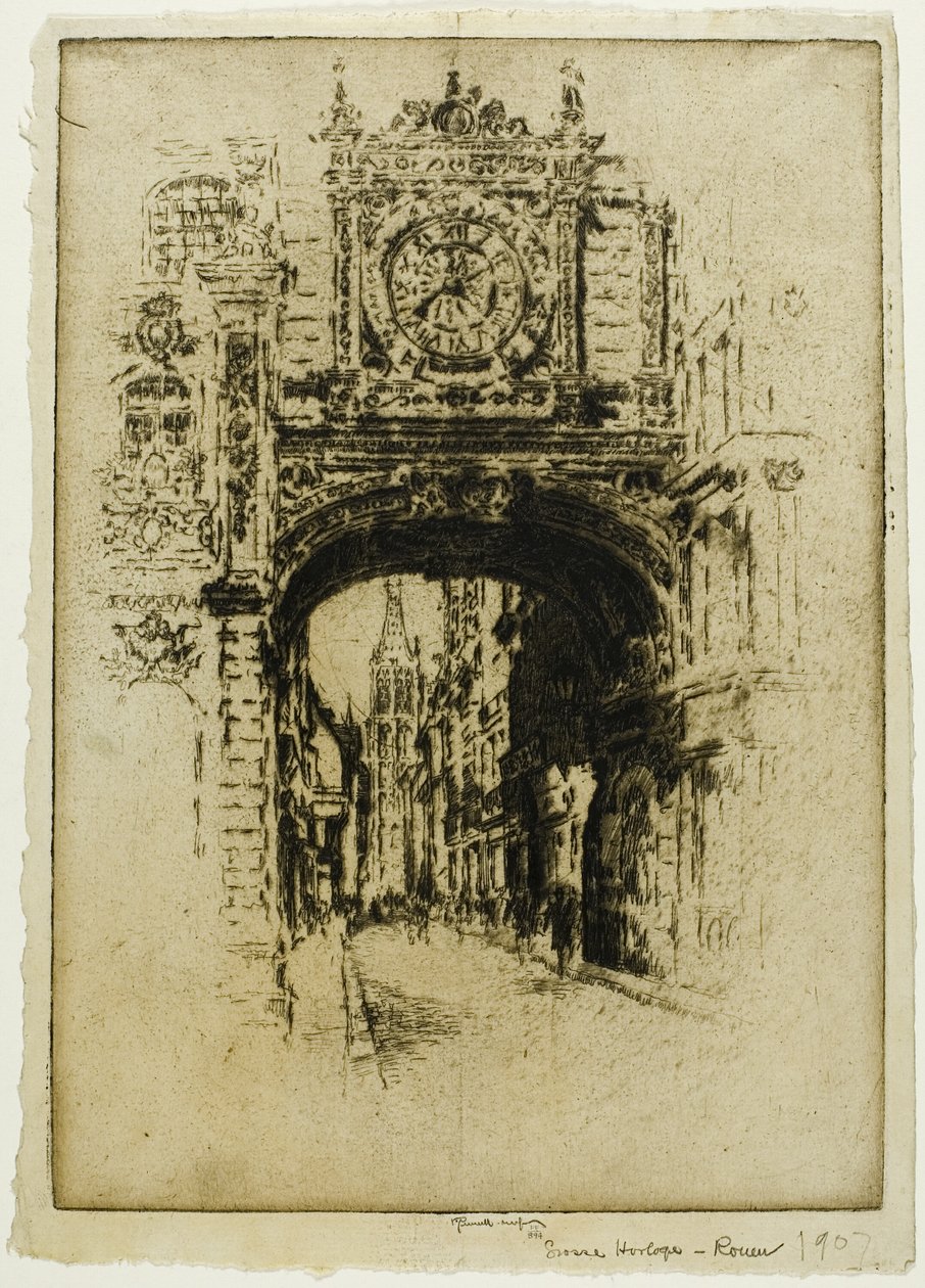 Grosse Horloge, Rouen de Joseph Pennell