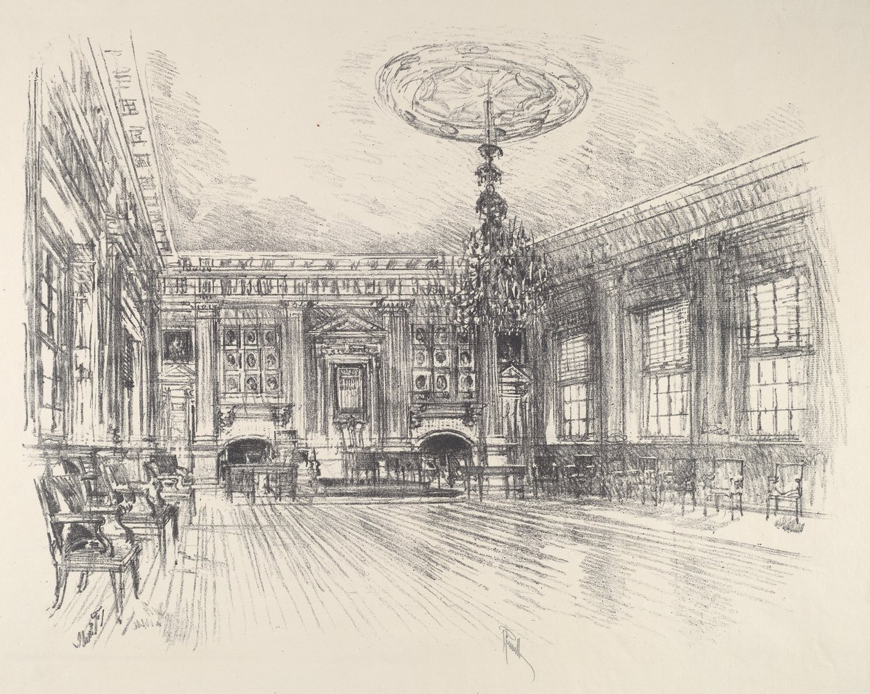 Sala de los firmantes, Independence Hall, 1912 de Joseph Pennell
