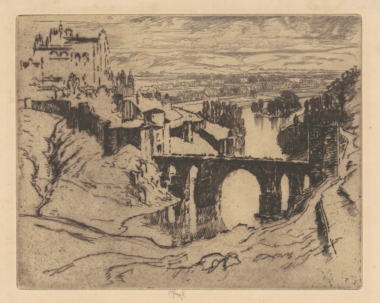 Puente de San Martín, Toledo, 1904 de Joseph Pennell