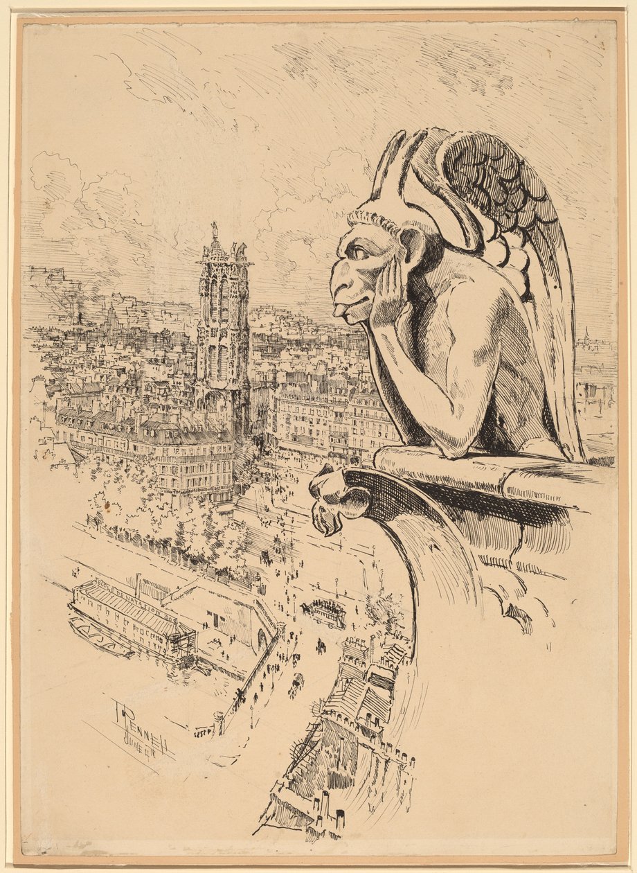 Estudio para "Le Stryge" de Joseph Pennell