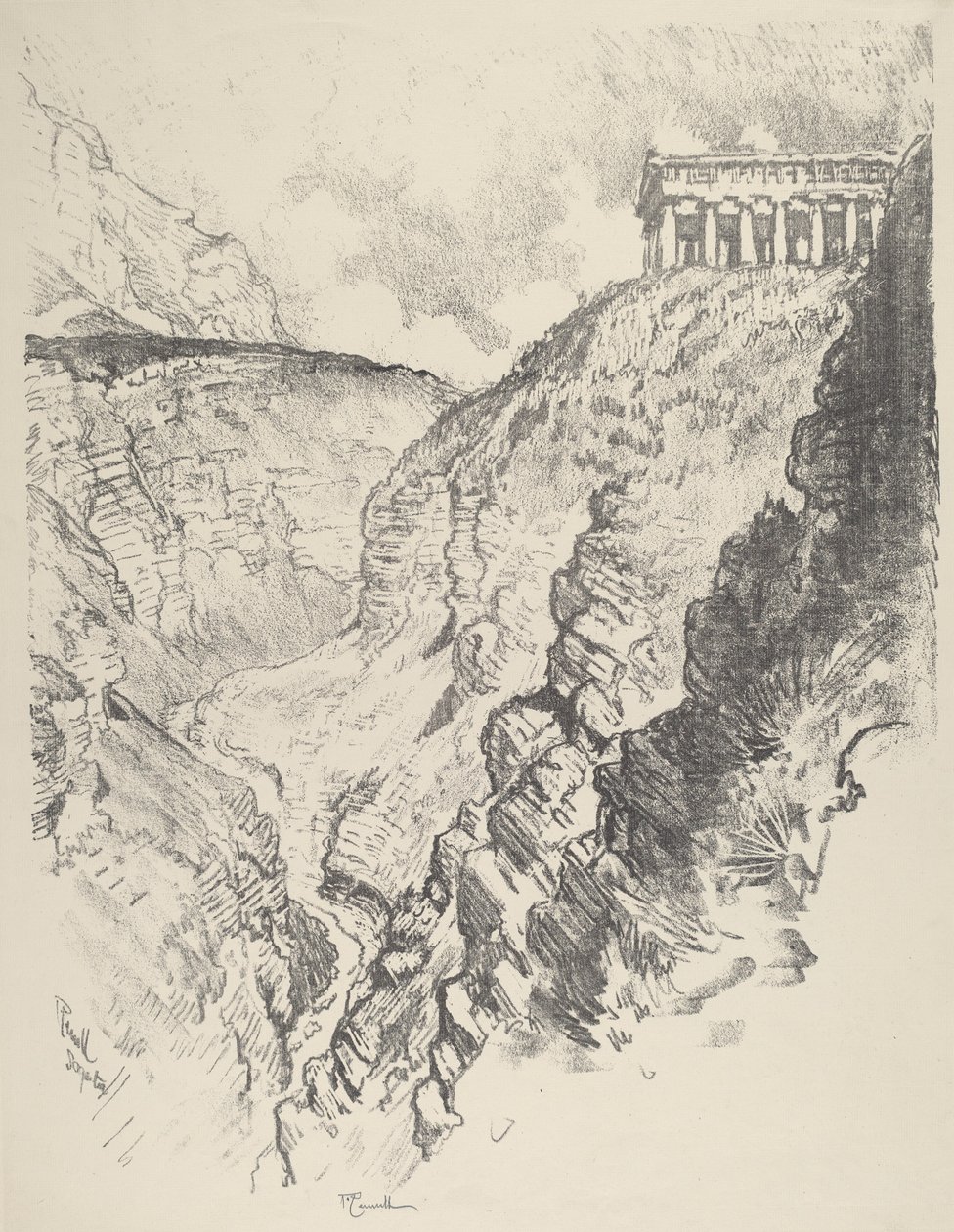 Templo sobre el cañón, Segesta de Joseph Pennell