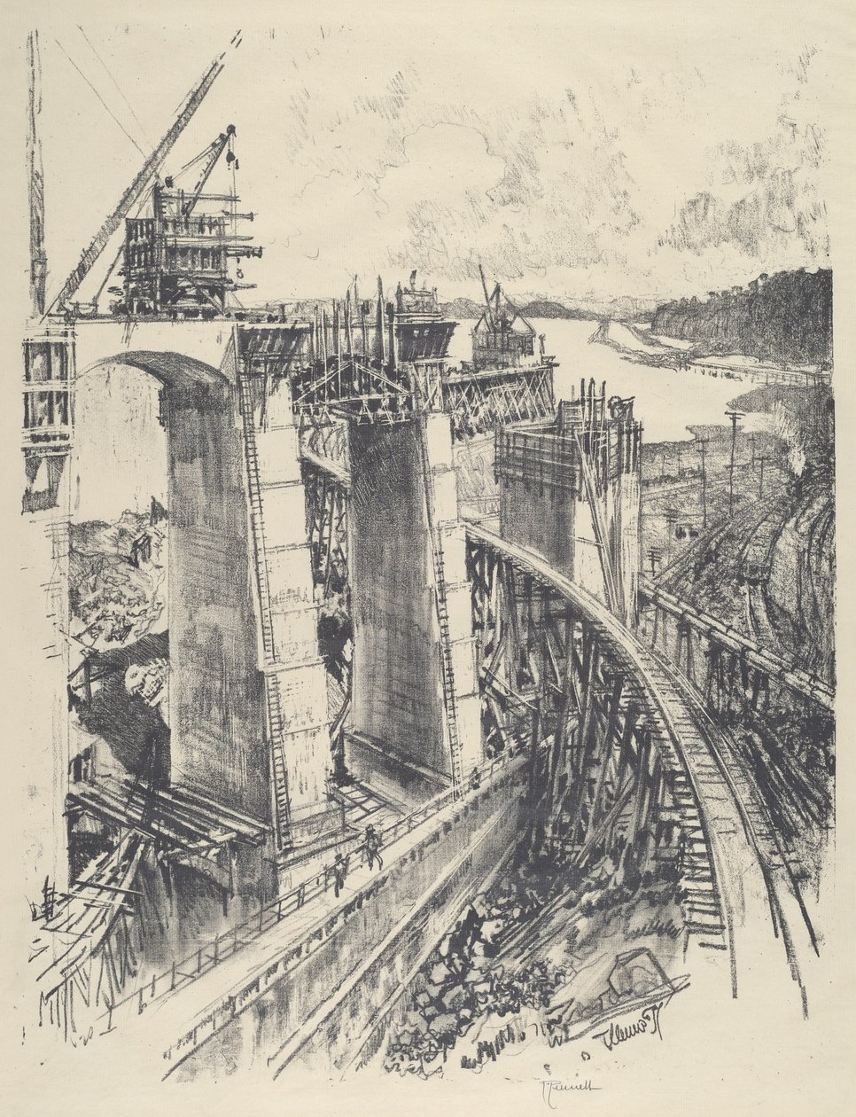 La aproximación a la esclusa de Gatun de Joseph Pennell