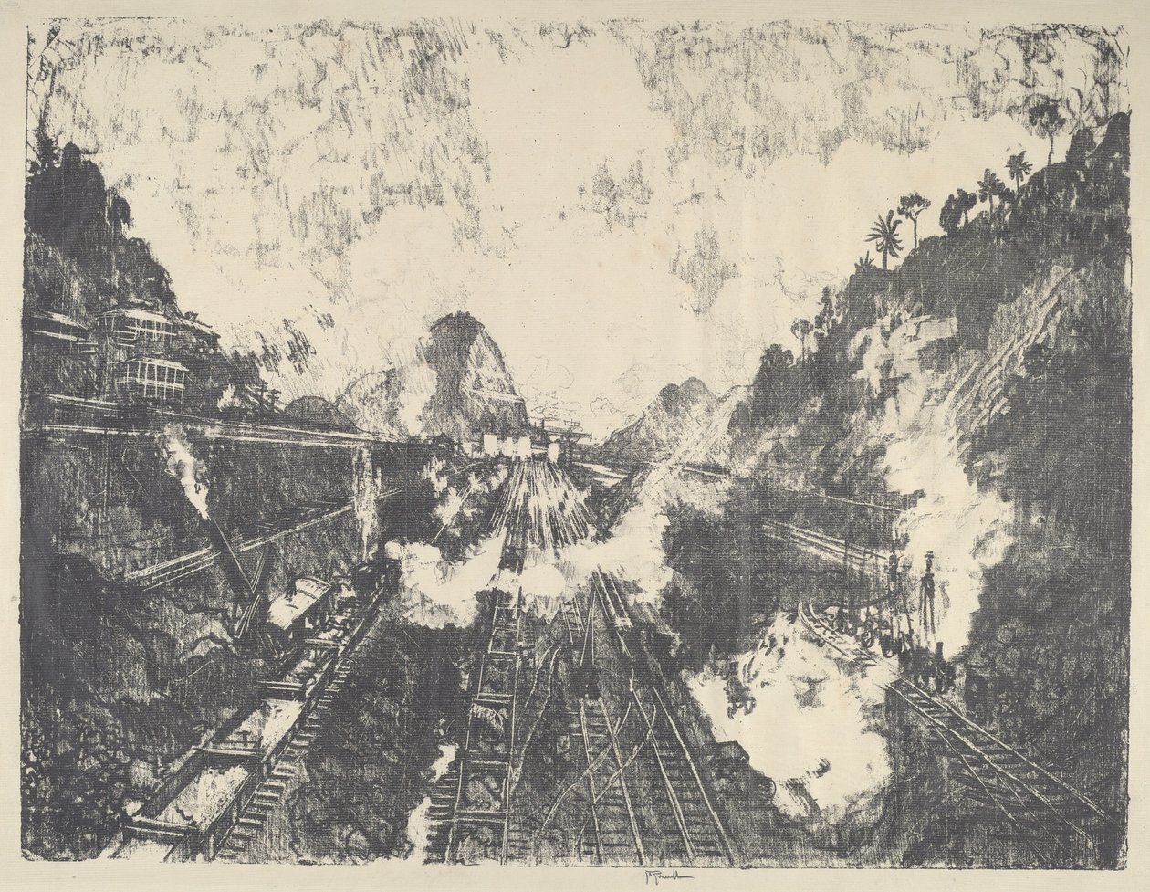 El Corte, Mirando hacia la Colina Ancon de Joseph Pennell