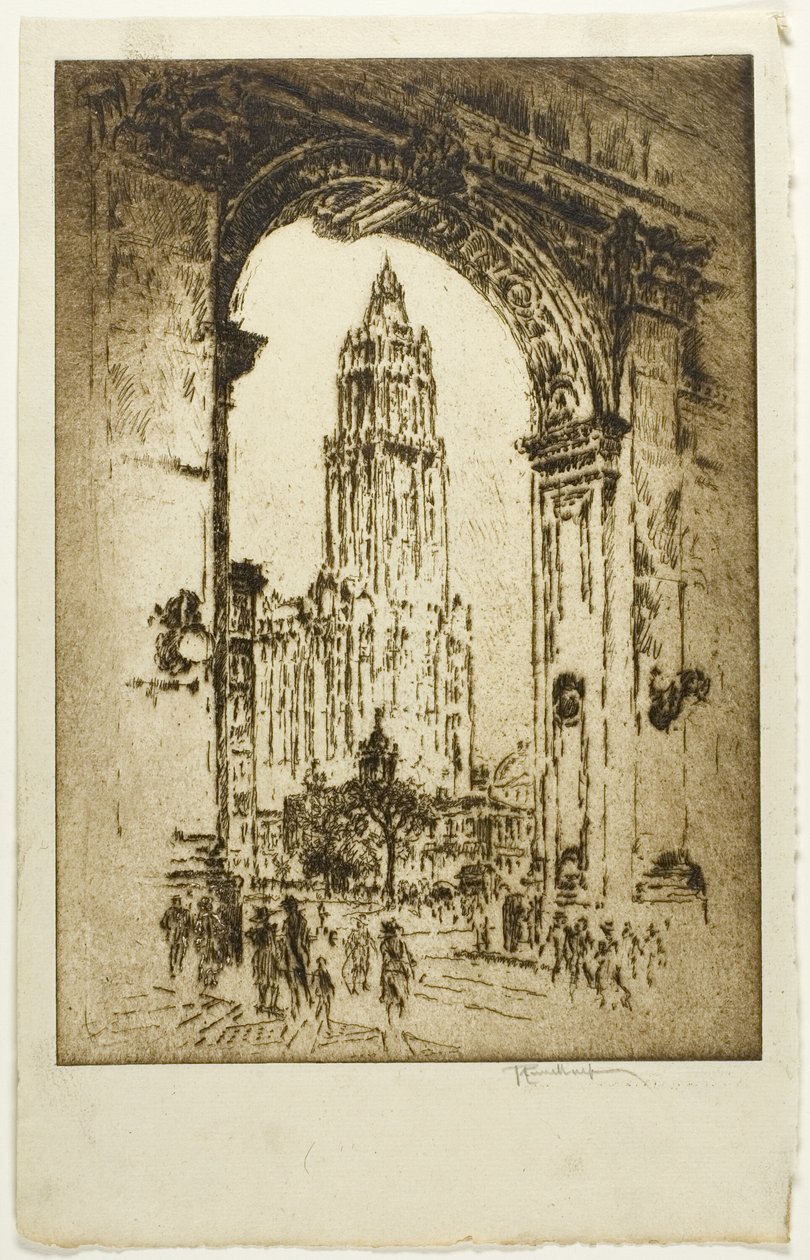 El Woolworth a través del arco de Joseph Pennell