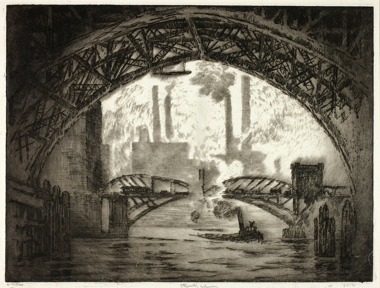Bajo los puentes, Chicago de Joseph Pennell