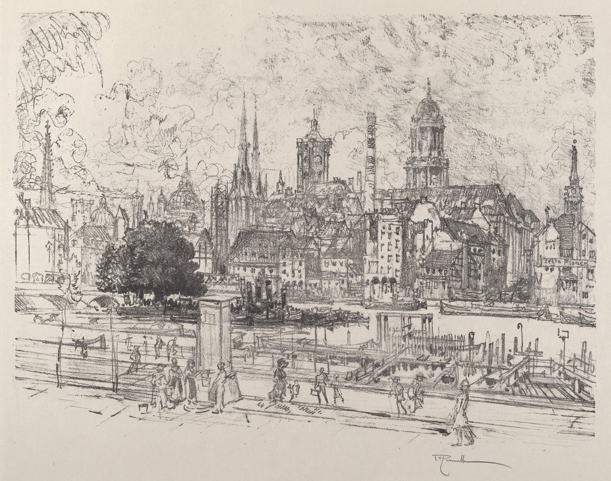 Vista en el Spree, Berlín de Joseph Pennell
