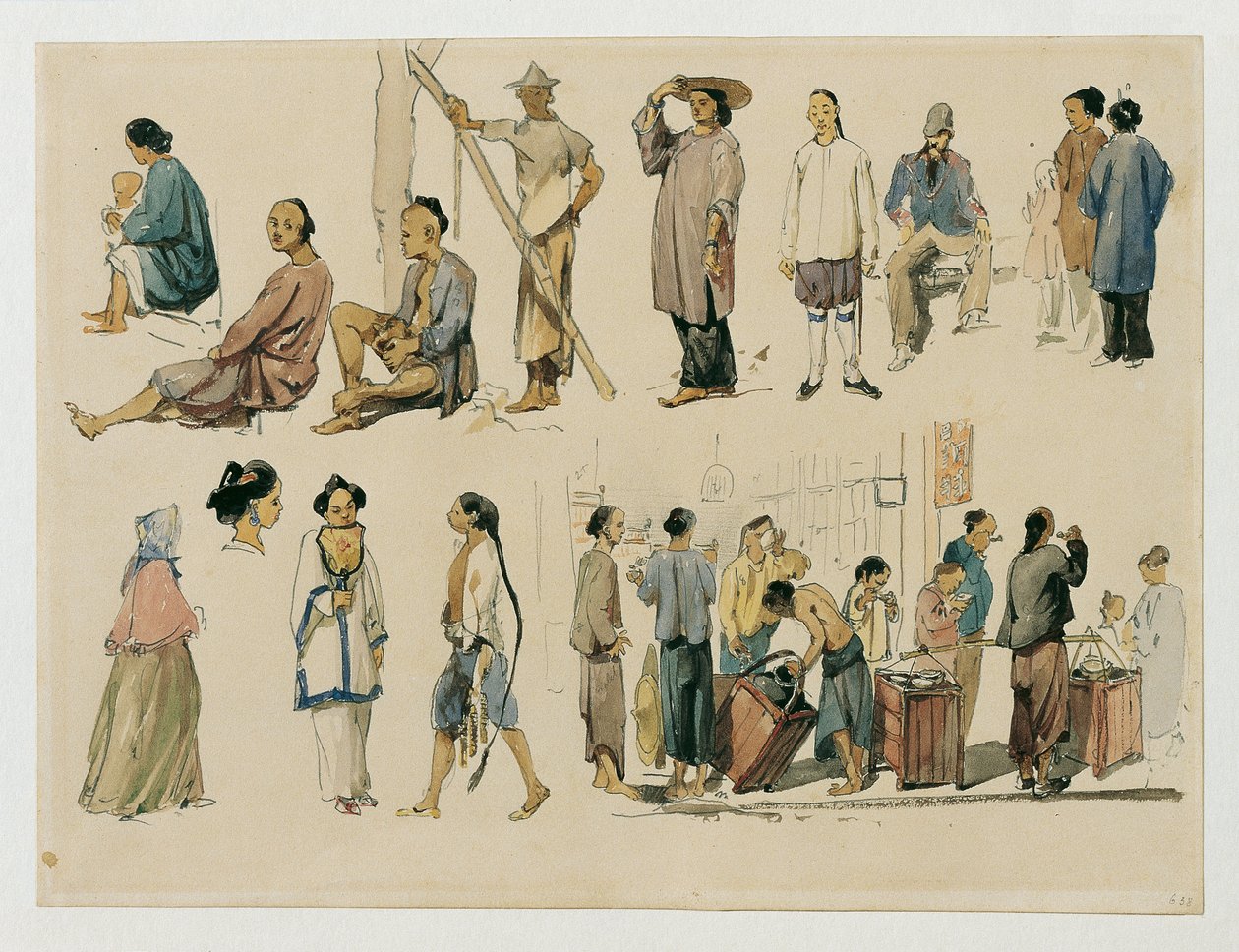 estudios de figuras chinas de Joseph Selleny