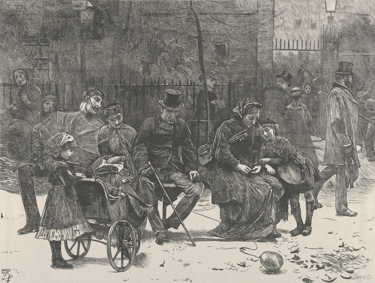 Un asiento en el parque de St. James, 1870 de Joseph Swain