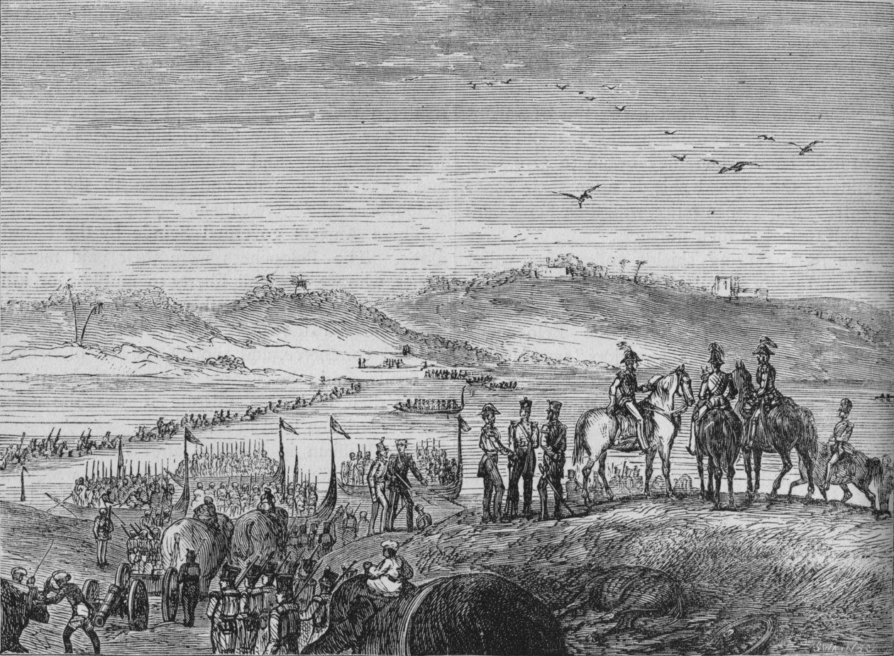El ejército británico cruzando el Sutlej, c1880 de Joseph Swain
