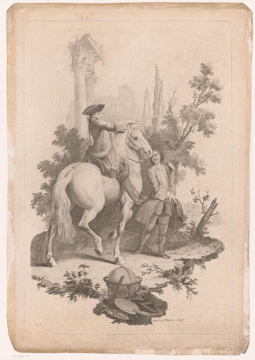 Joven a caballo con un sirviente de Joseph Wagner