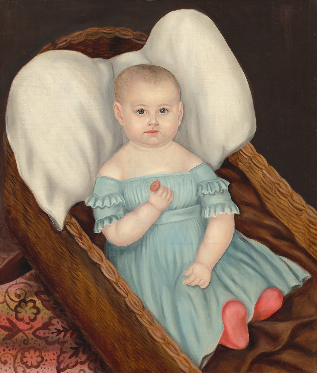 Bebé en cesta de mimbre, ca. 1840 de Joseph Whiting Stock