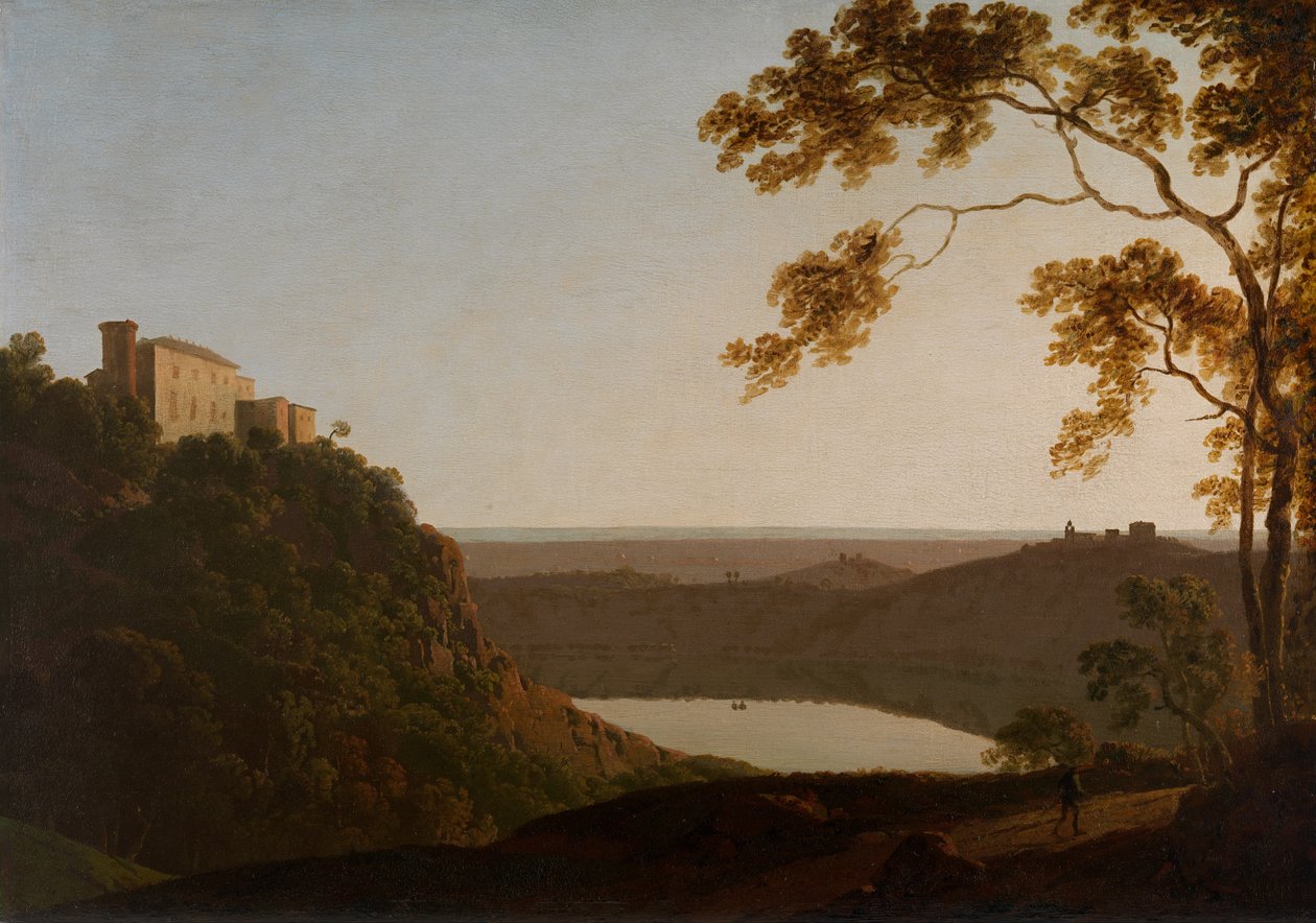 Lago Nemi, puesta de sol de Joseph Wright of Derby