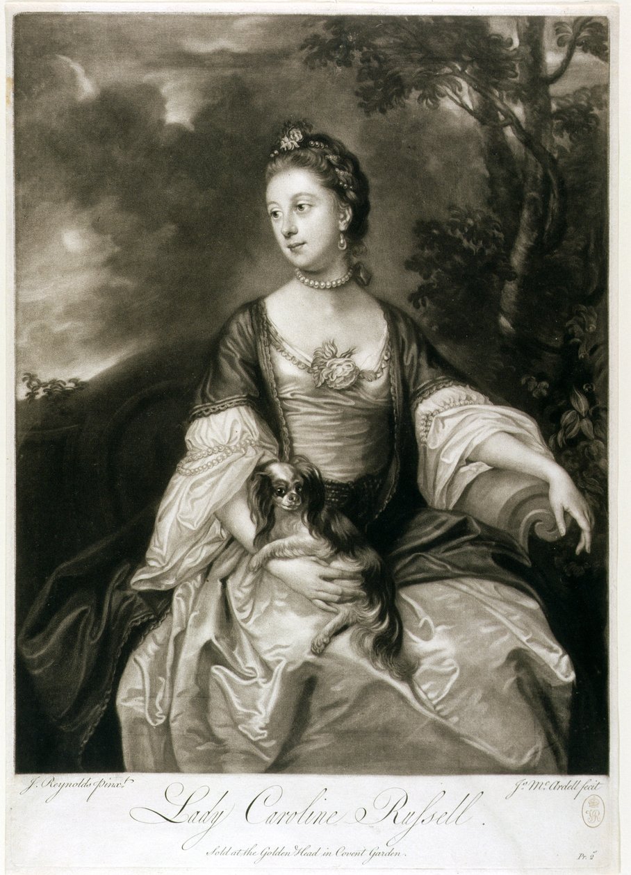 Lady Caroline Russell, grabado por James McArdell (c.1729-65) de Joshua Reynolds