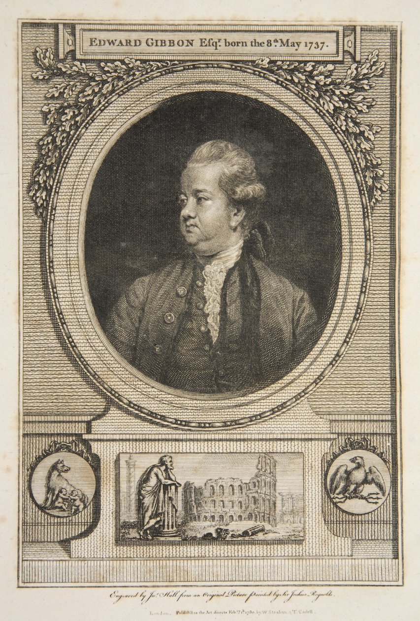 Edward Gibbon, Esq., pub. 1730 (grabado) de Joshua (after) Reynolds
