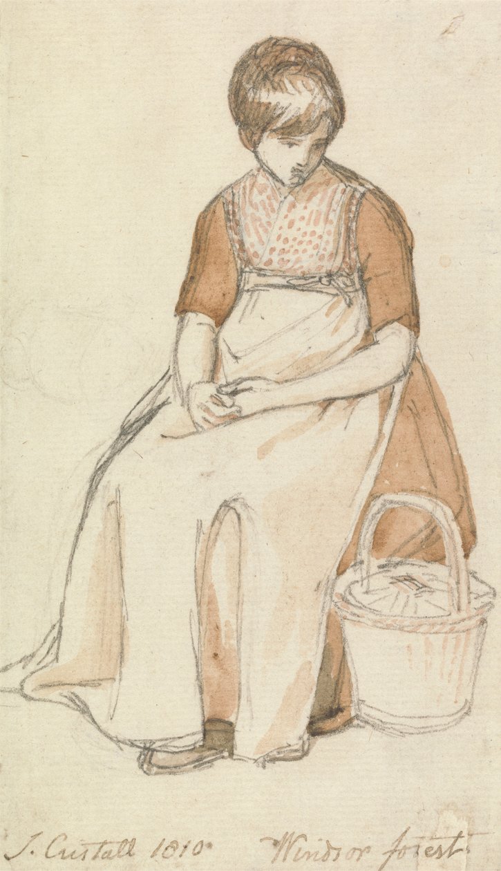 Niña sentada con una cesta de Joshua Cristall