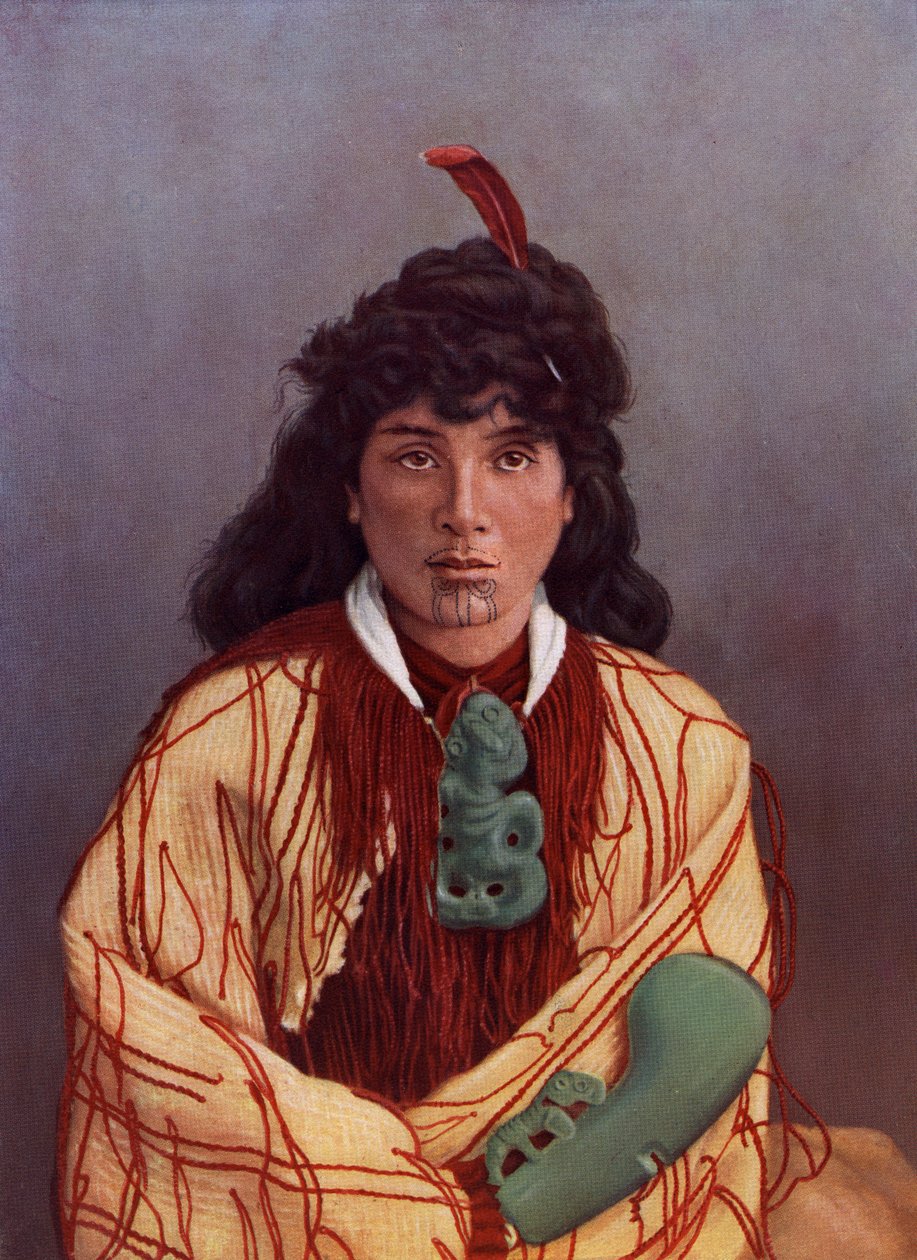 Retrato de una joven maorí, Susan Rotorua, c.1890 de Josiah Martin