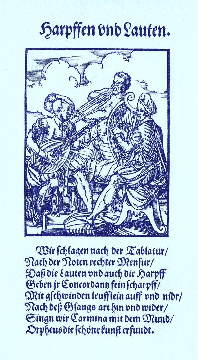 Tocadores de arpa y laúd de Jost Amman