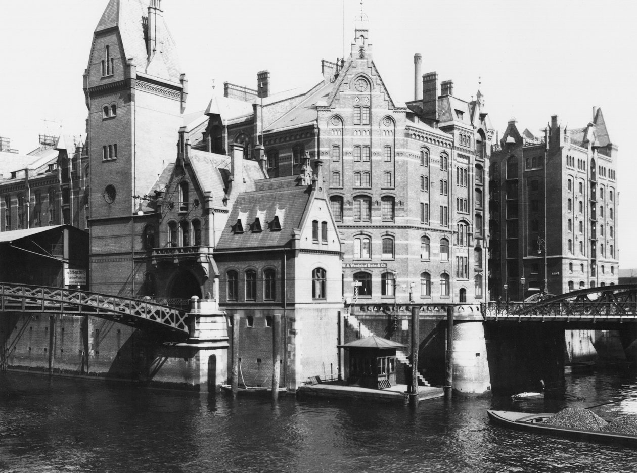 Vista de la Speicherstadt (ciudad de almacenes) Hamburgo, c.1910 de Jousset