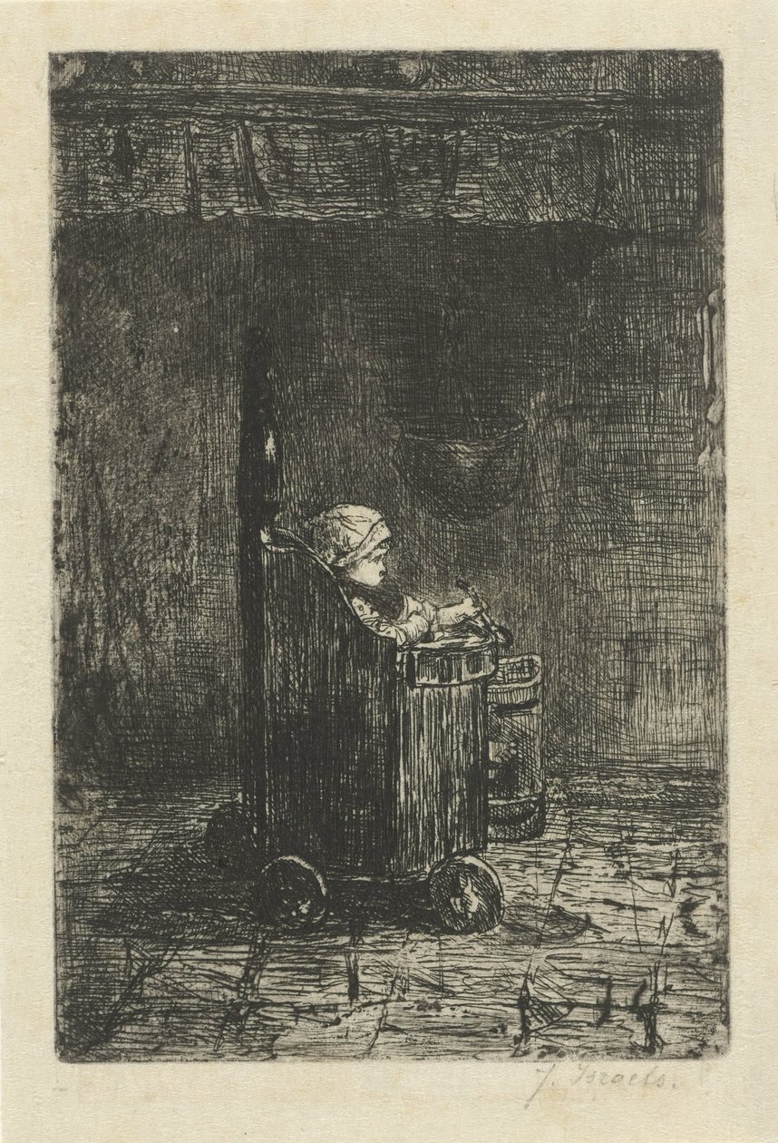 Niño en la trona de Jozef Israëls (signed by artist)
