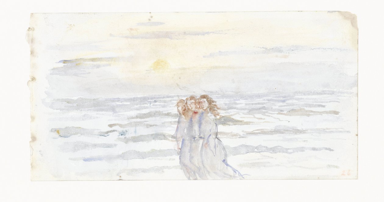 Tres chicas, junto al mar de Jozef Israëls