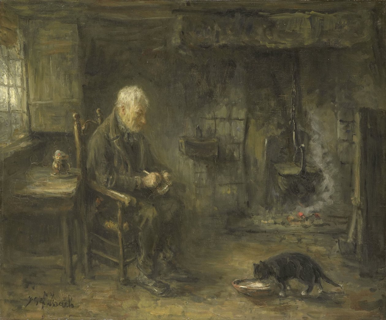 Interior de una cabaña campesina de Jozef Israëls