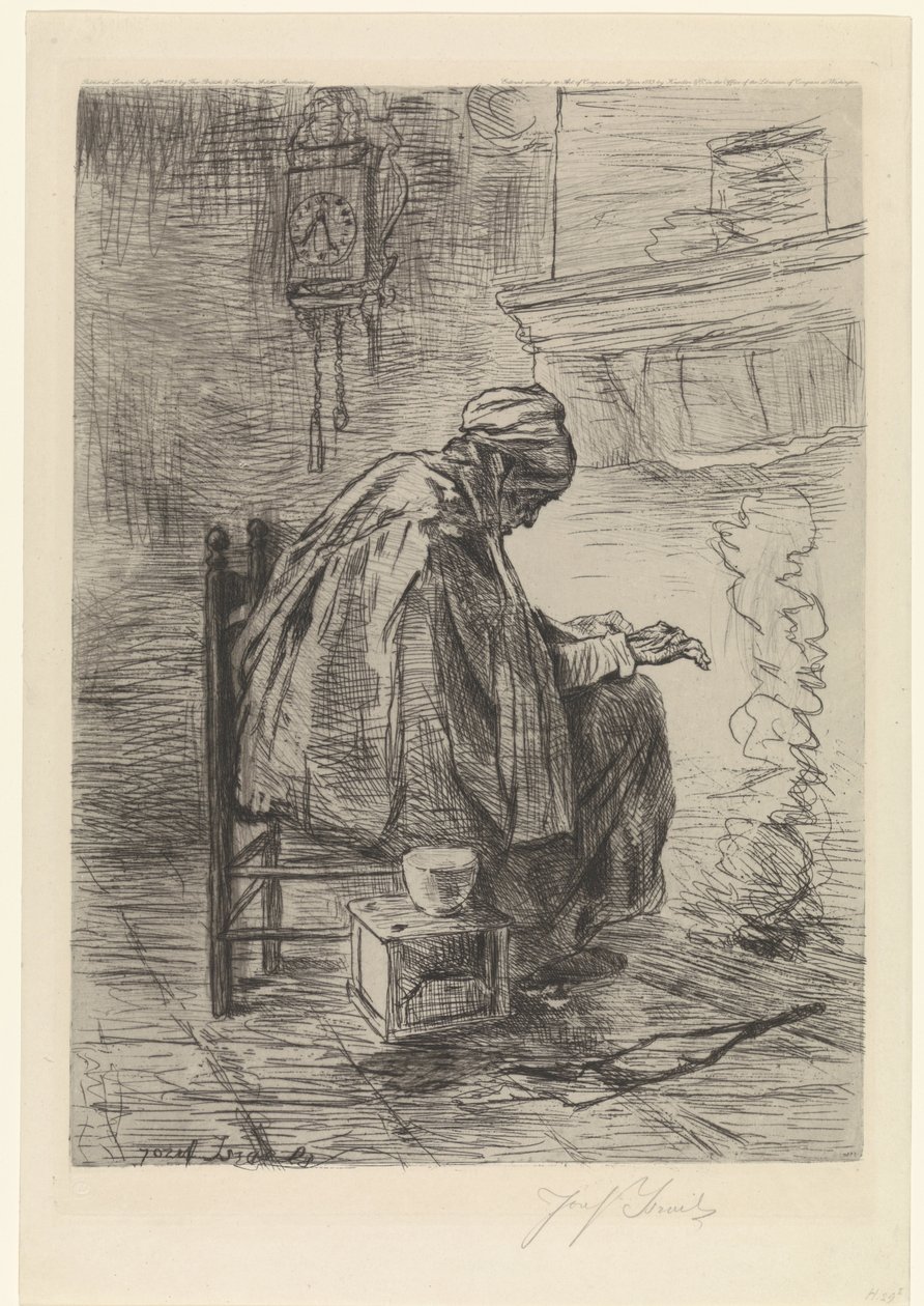 Anciana junto a la chimenea de Jozef Israëls