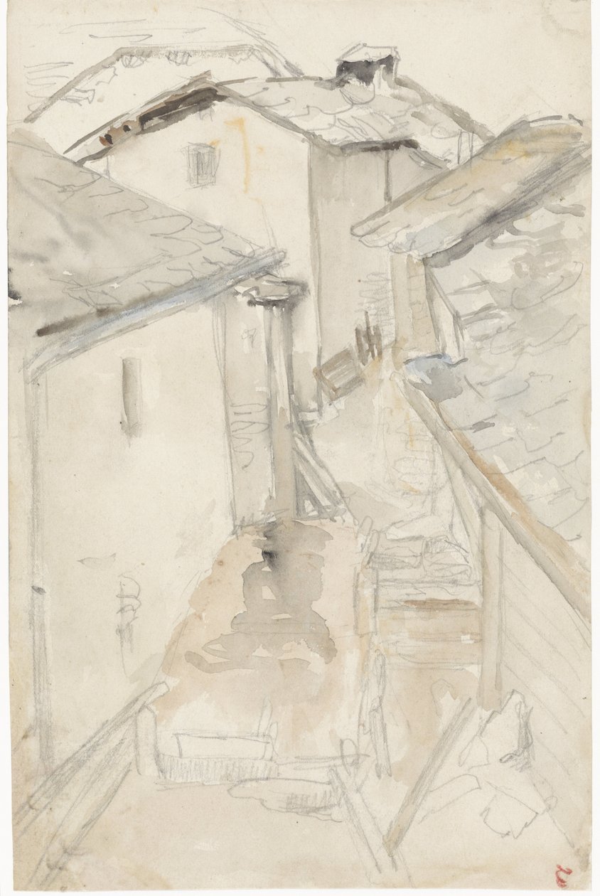 Callejón entre casas antiguas de Jozef Israëls