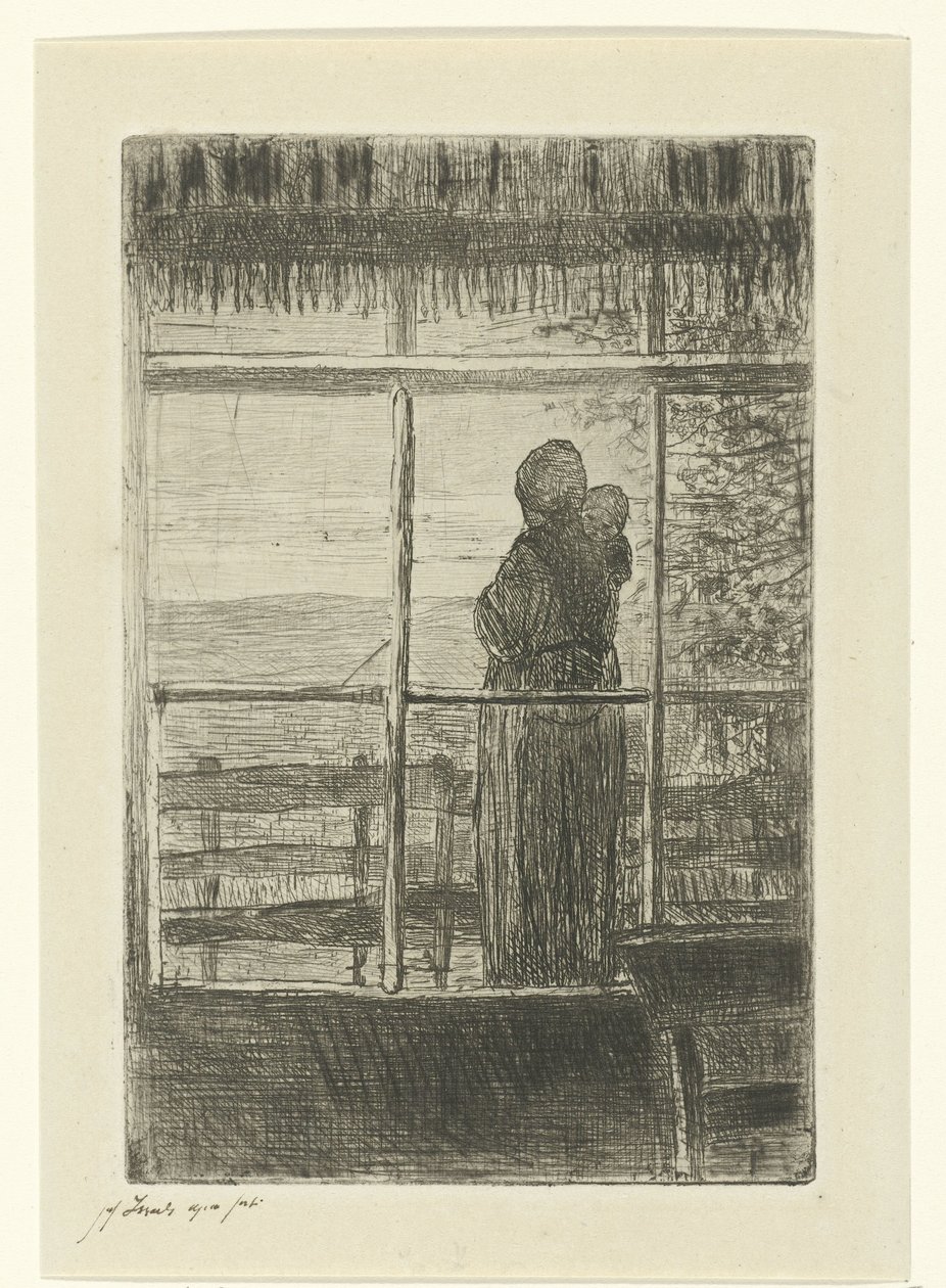 Mujer esperando con niño de Jozef Israëls