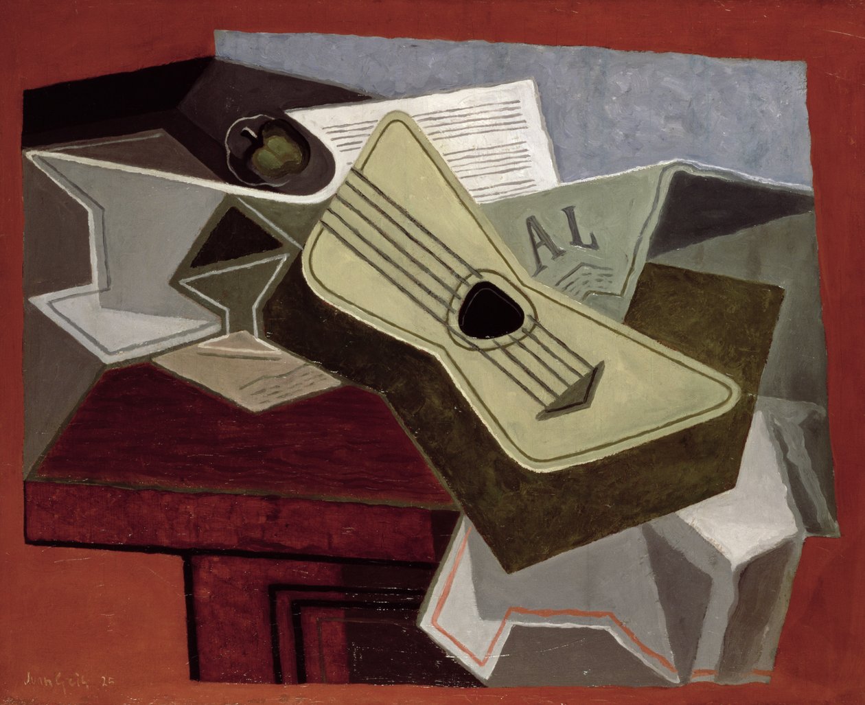 Guitarra y Periódico, 1925 de Juan Gris