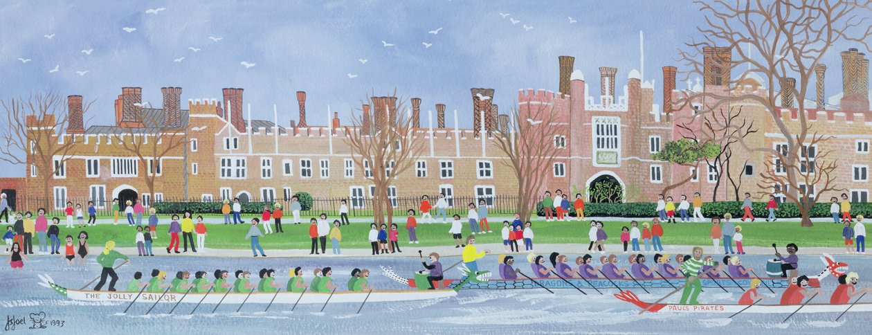 Carrera de botes dragón en Hampton Court, 1993 de Judy Joel