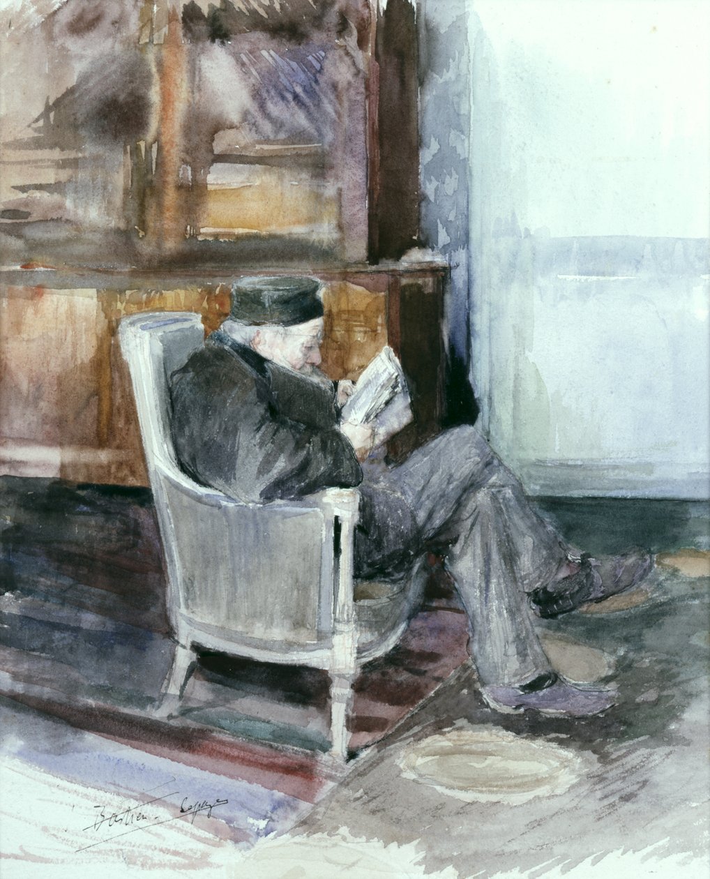 Anciano sentado en un sillón de Jules Bastien Lepage