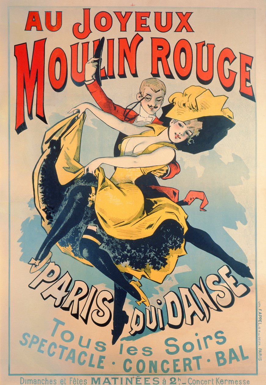 París bailando en el alegre Moulin Rouge, c.1890 de Jules Cheret