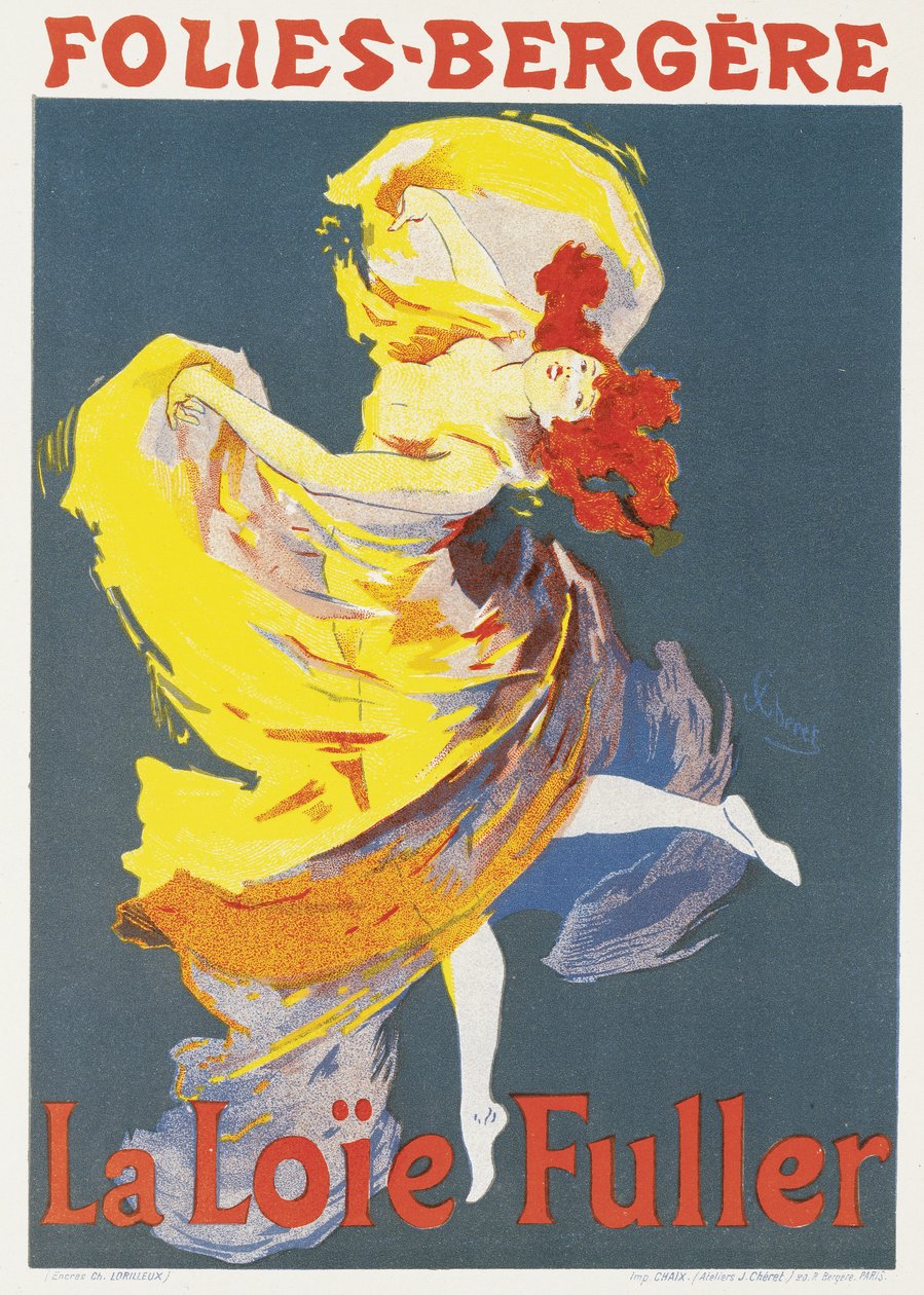 Póster publicitario de una actuación de danza de Loie Fuller en el Folies-Bergère de Jules Cheret