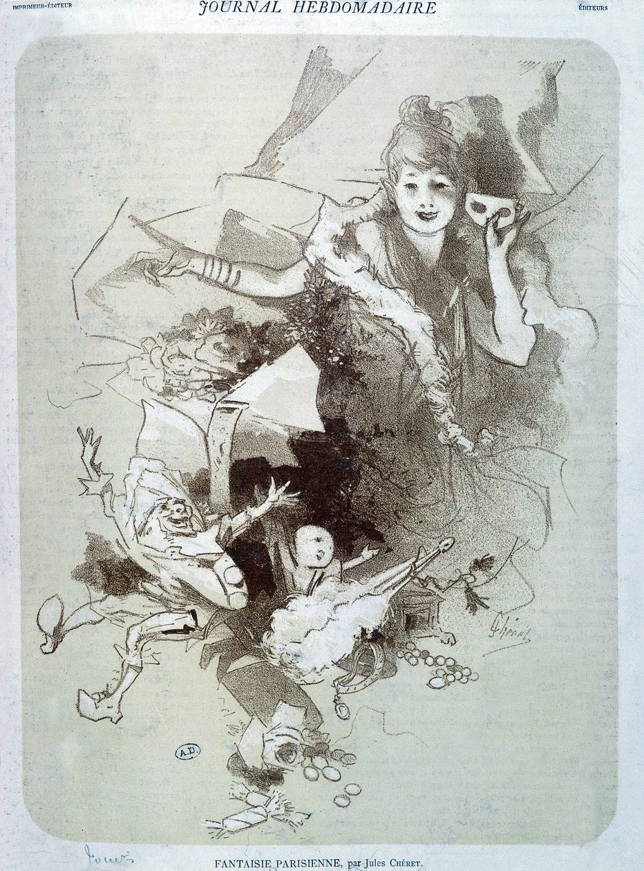 Fantasía parisina: Marionetas - Póster por Cherret de Jules Cheret