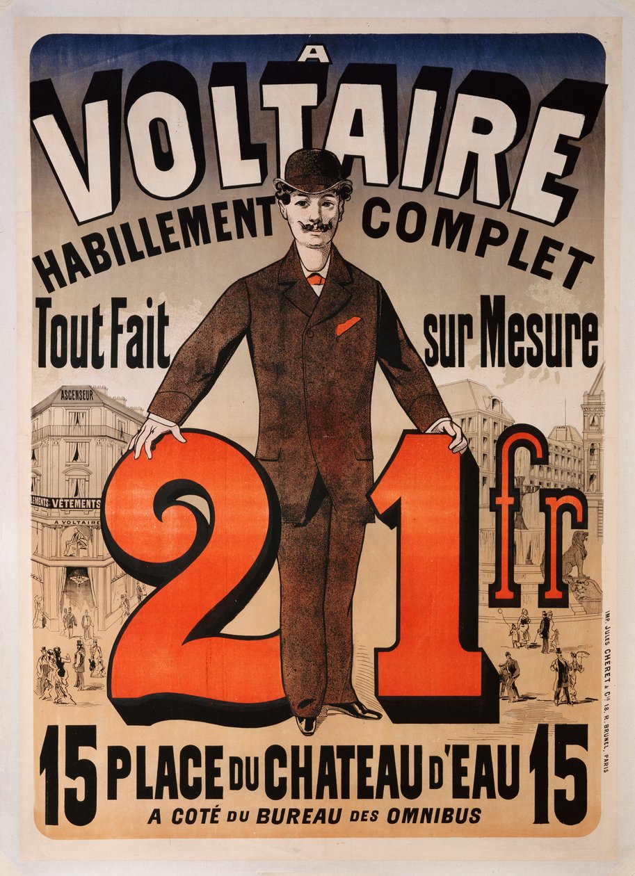 Póster publicitario "A Voltaire", c.1877 de Jules Cheret