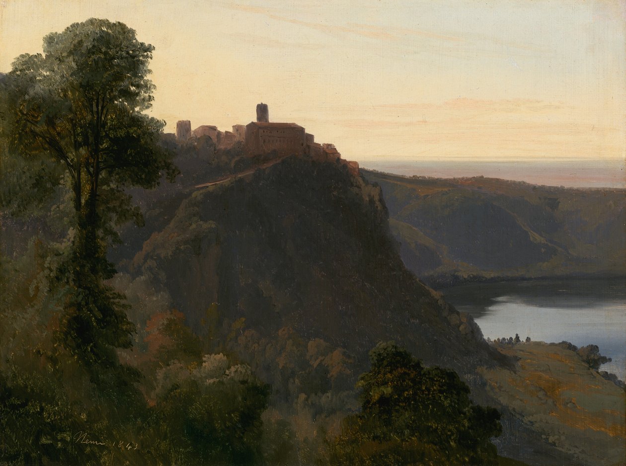 Vista del lago Nemi, 1843 de Jules Coignet
