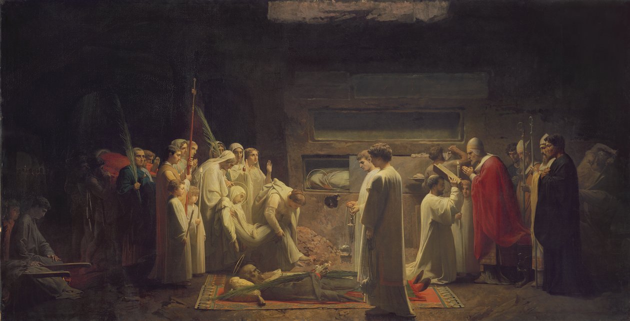 Los mártires en las catacumbas, 1855 de Jules Eugene Lenepveu