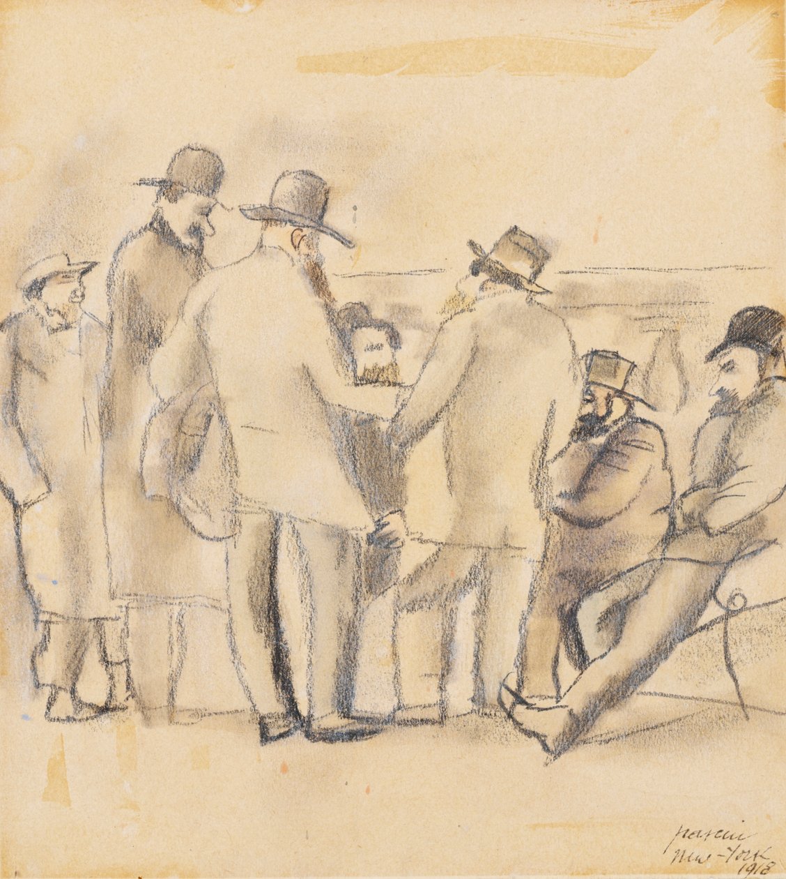 Grupo de hombres, Nueva York de Jules Pascin