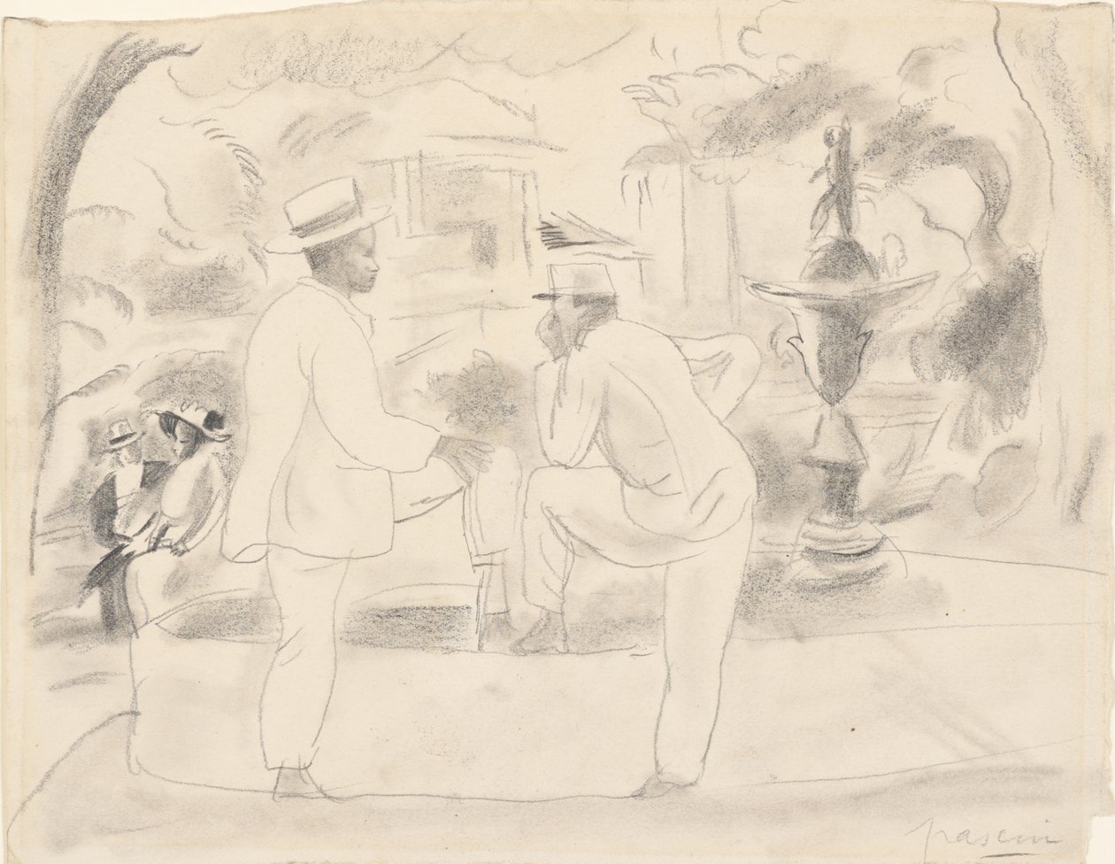 Dos hombres en el parque, La Habana de Jules Pascin