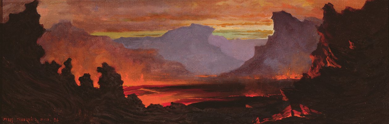 Volcán Hilo, Hawái, 1886 de Jules Tavernier
