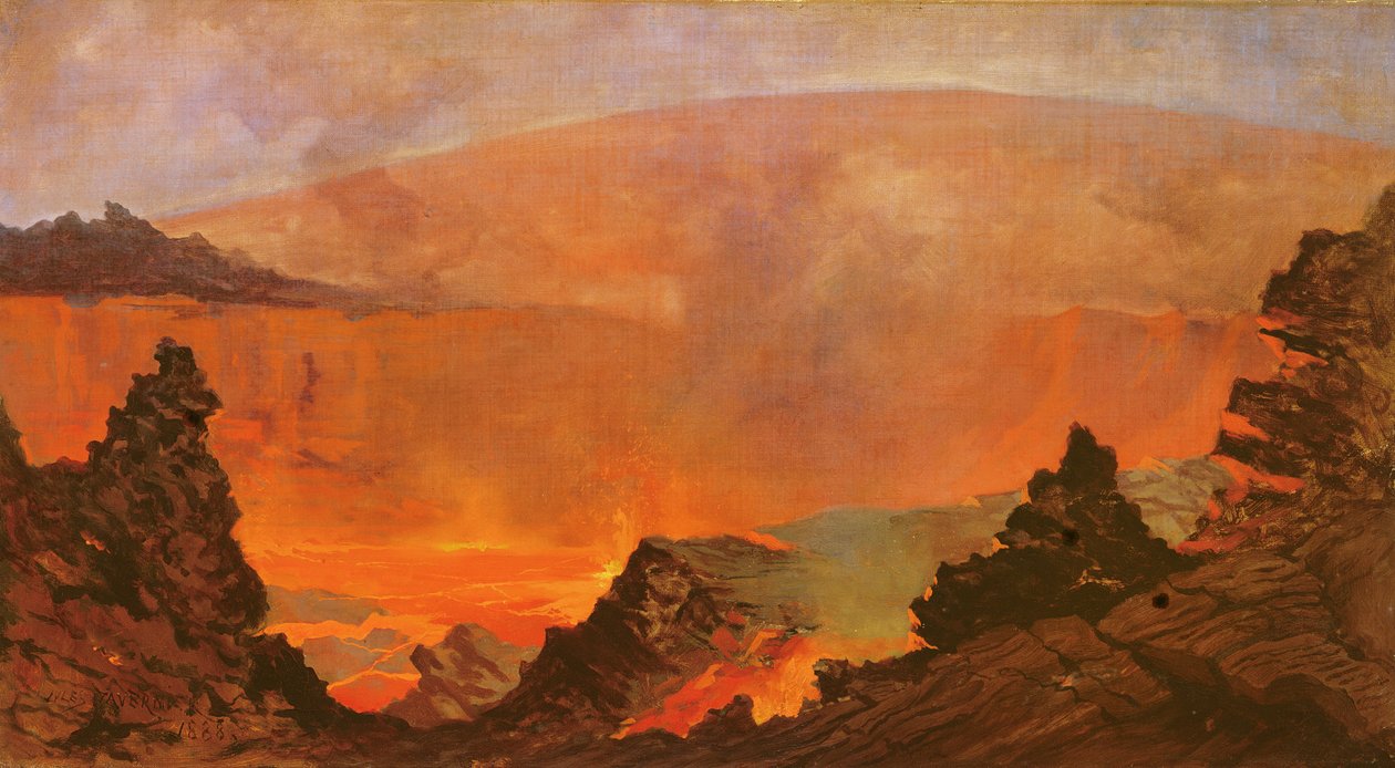 Volcán en Hawái, 1888 de Jules Tavernier