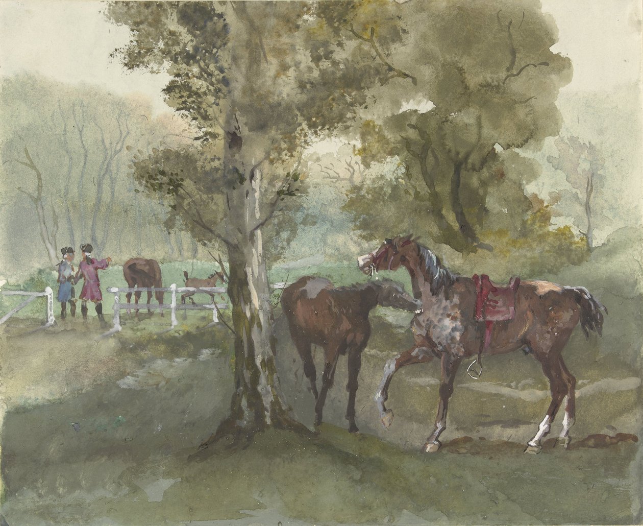 Caballos en el prado de Jules baron Finot