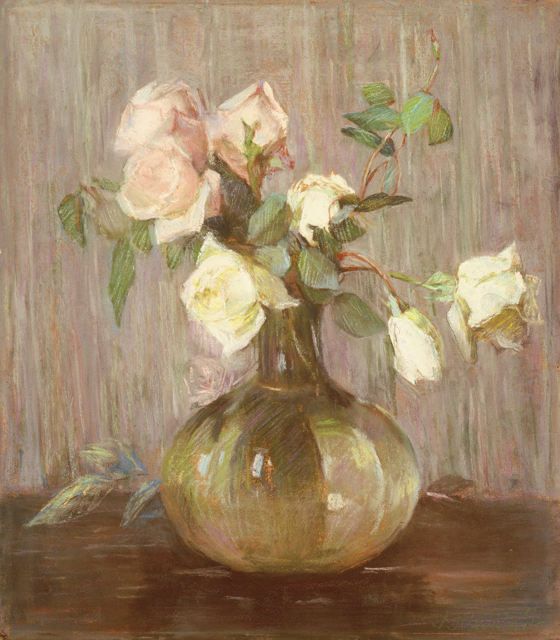 Un jarrón de rosas de Julian Alden Weir