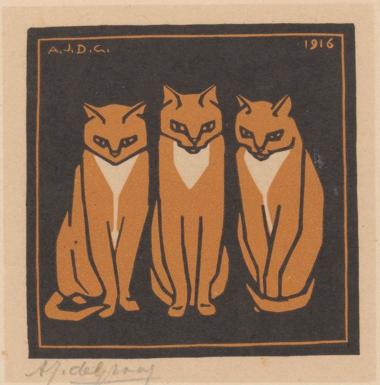 Tres gatos de Julie de Graag (signed by artist)